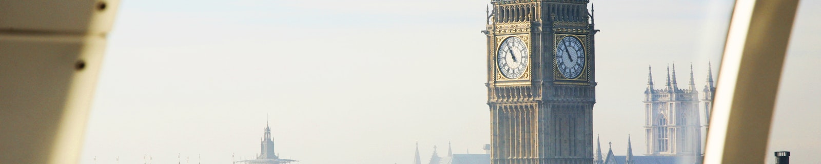 Palace of Westminster in fog seen from London Eye