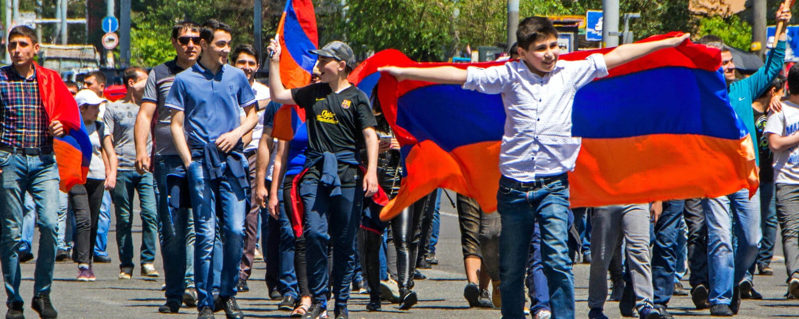 People protesting on the streets of Armenia