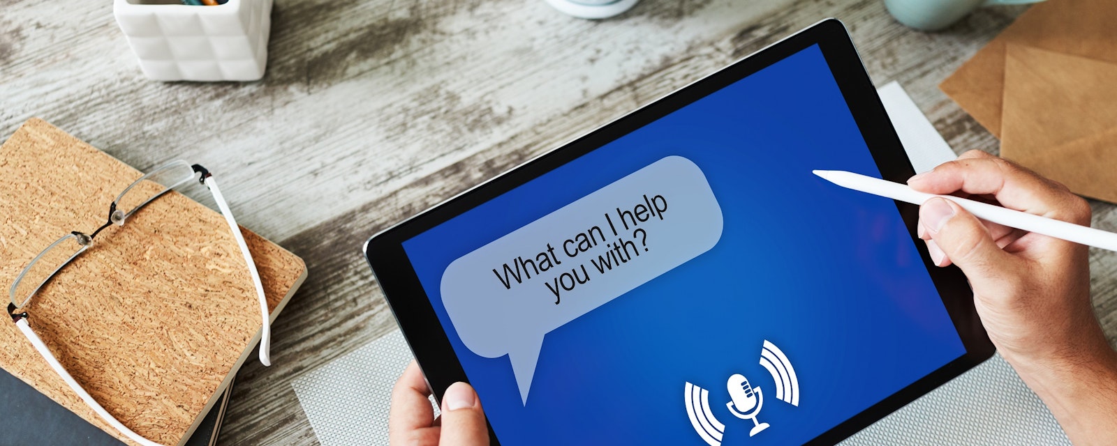 Voice assistant on device screen