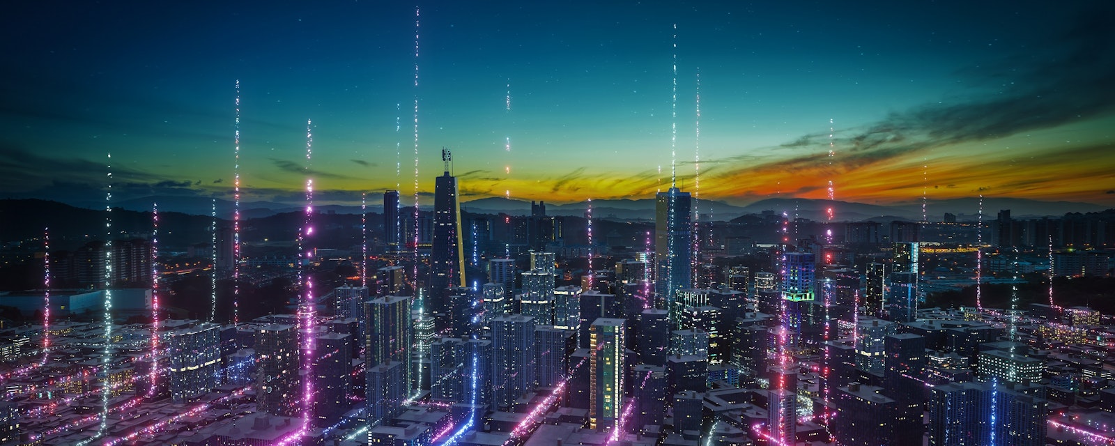 Smart,City,With,Particle,Glowing,Light,Connection,Design,,Big,Data