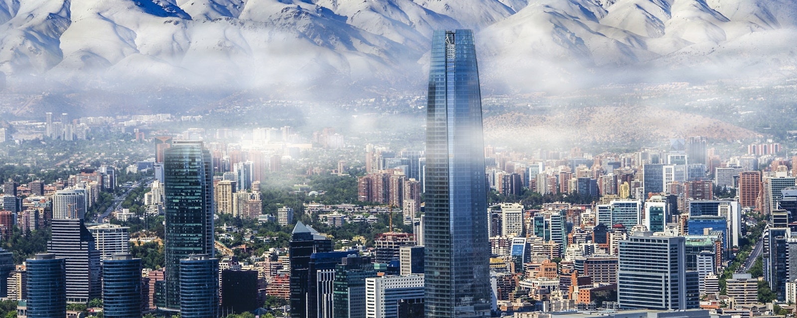 Aerial,View,On,Skyscrapers,Of,Financial,District,Of,Santiago,,Capital