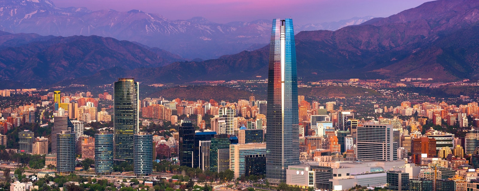 Panoramic,View,Of,Santiago,De,Chile,With,The,Andes,Mountain