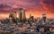 Fiery,Sunset,Over,The,Urban,Skyline,Of,The,Financial,District