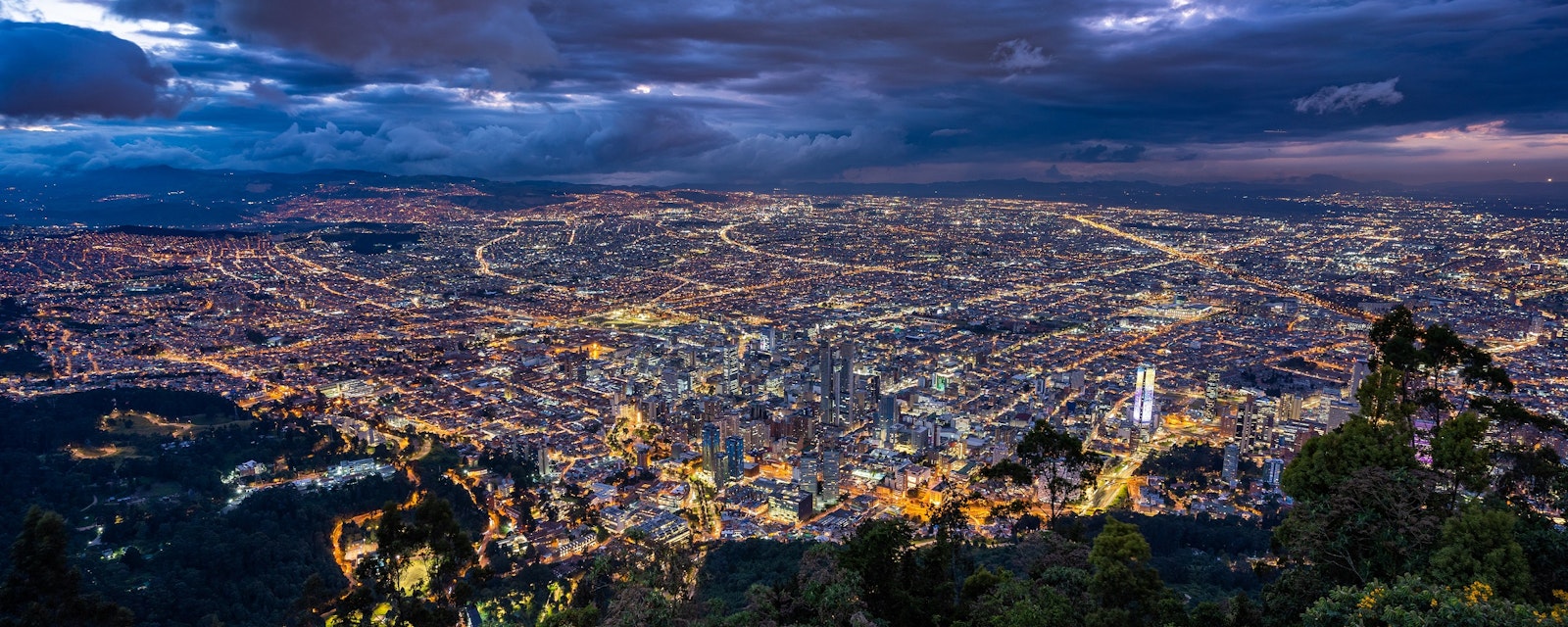 Bogota,City,Center,At,Night,From,Monserrate,Hill,,Colombia.