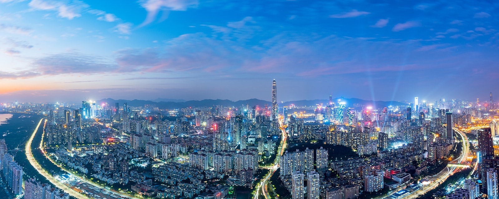 City,Skyline,In,The,Evening,Of,Nanshan,,Shenzhen,,Guangdong,,China