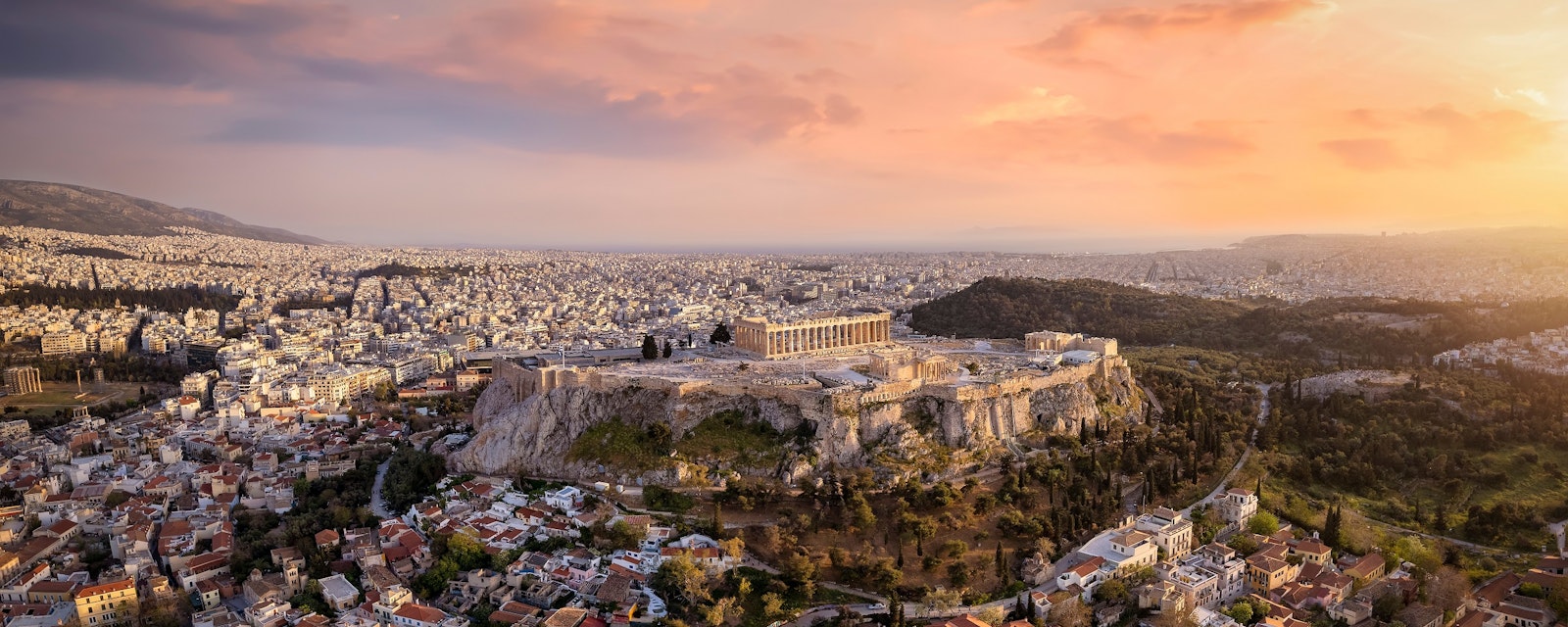 Beautiful,,Panoramic,View,Of,The,Acropolis,Of,Athens,,Greece,,With