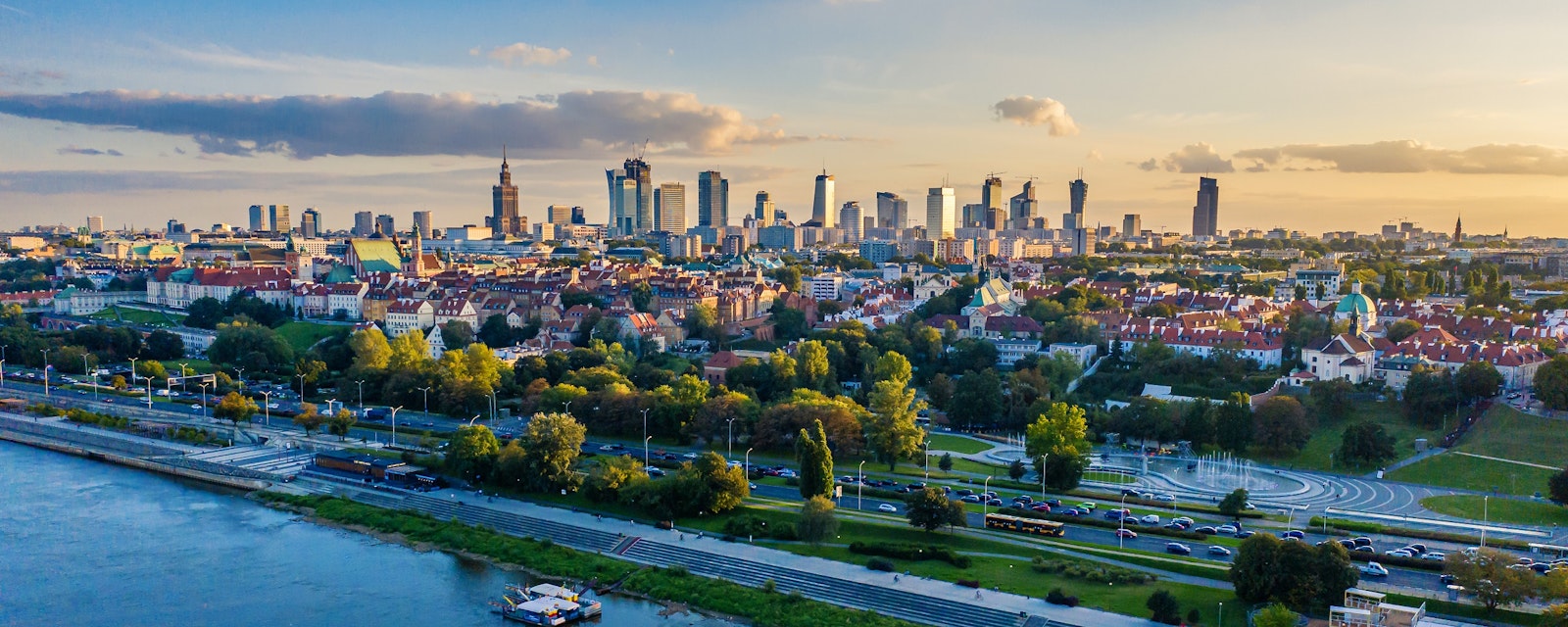 Warsaw,City,Center,Aerial,View