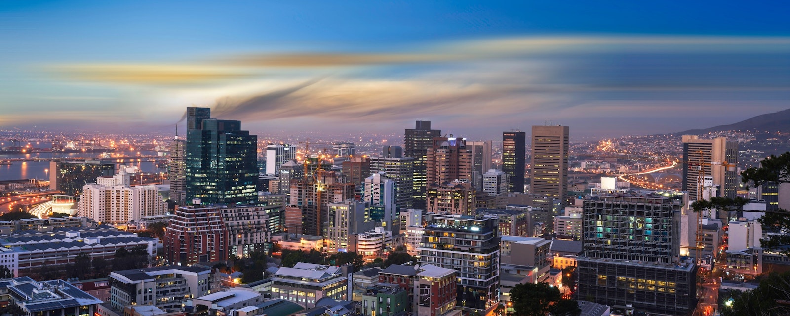 Cape,Town,City,Cbd,Skylines,At,Night,Just,After,Sunset