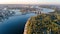 Aerial,Top,View,Of,Kyiv,Skyline,,Dnieper,River,And,Truchaniv